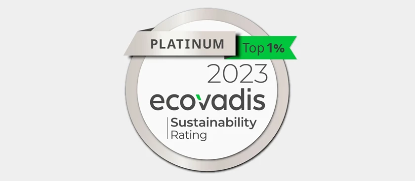 Logo Ecovadis platinum duurzaamheidsbeoordling 2023
