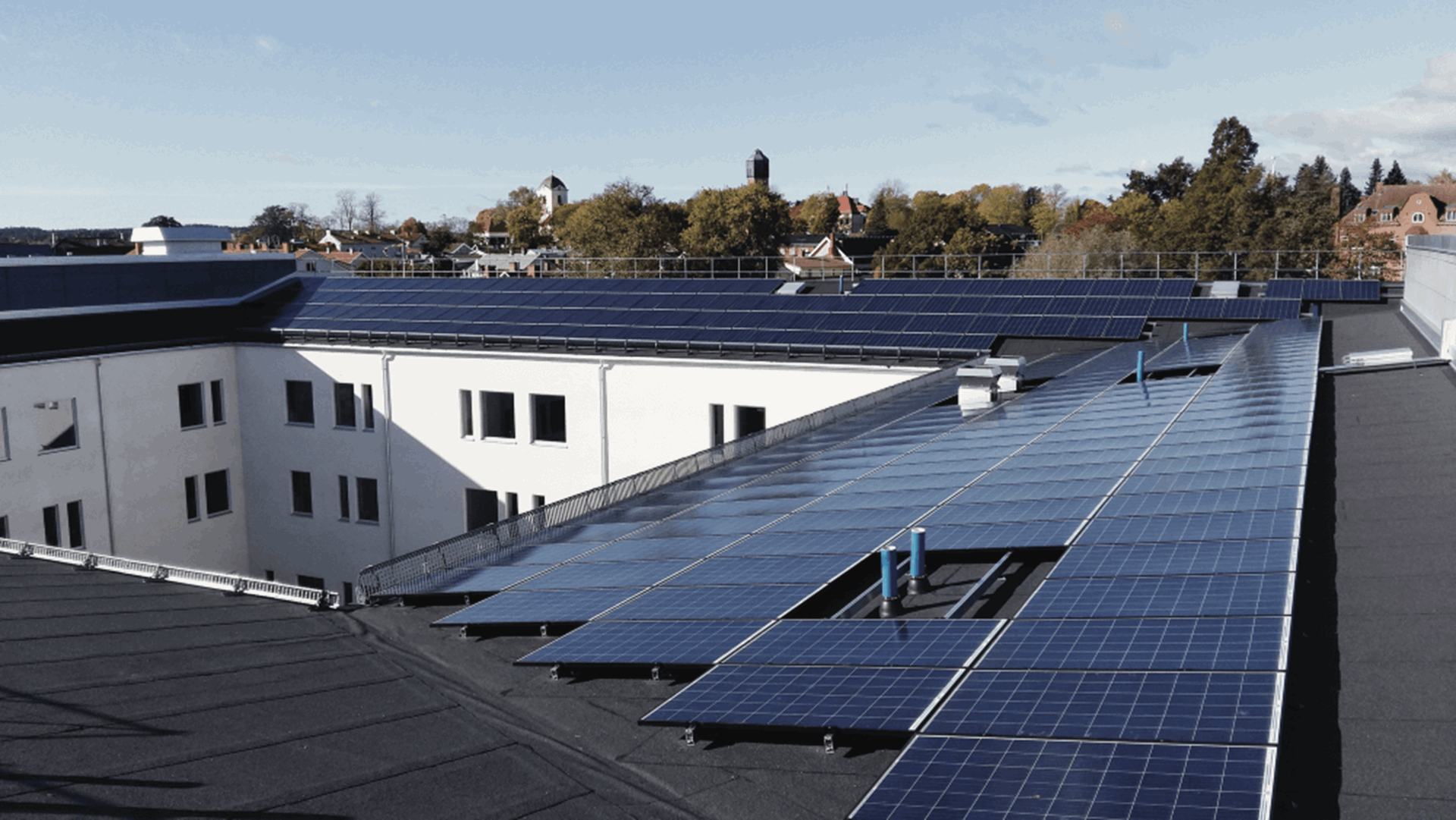 zonnepanelen op het dak van een bedrijfspand