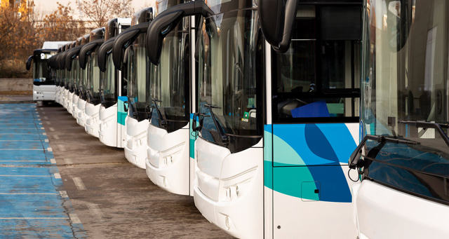 Elektrische bussen op een rij