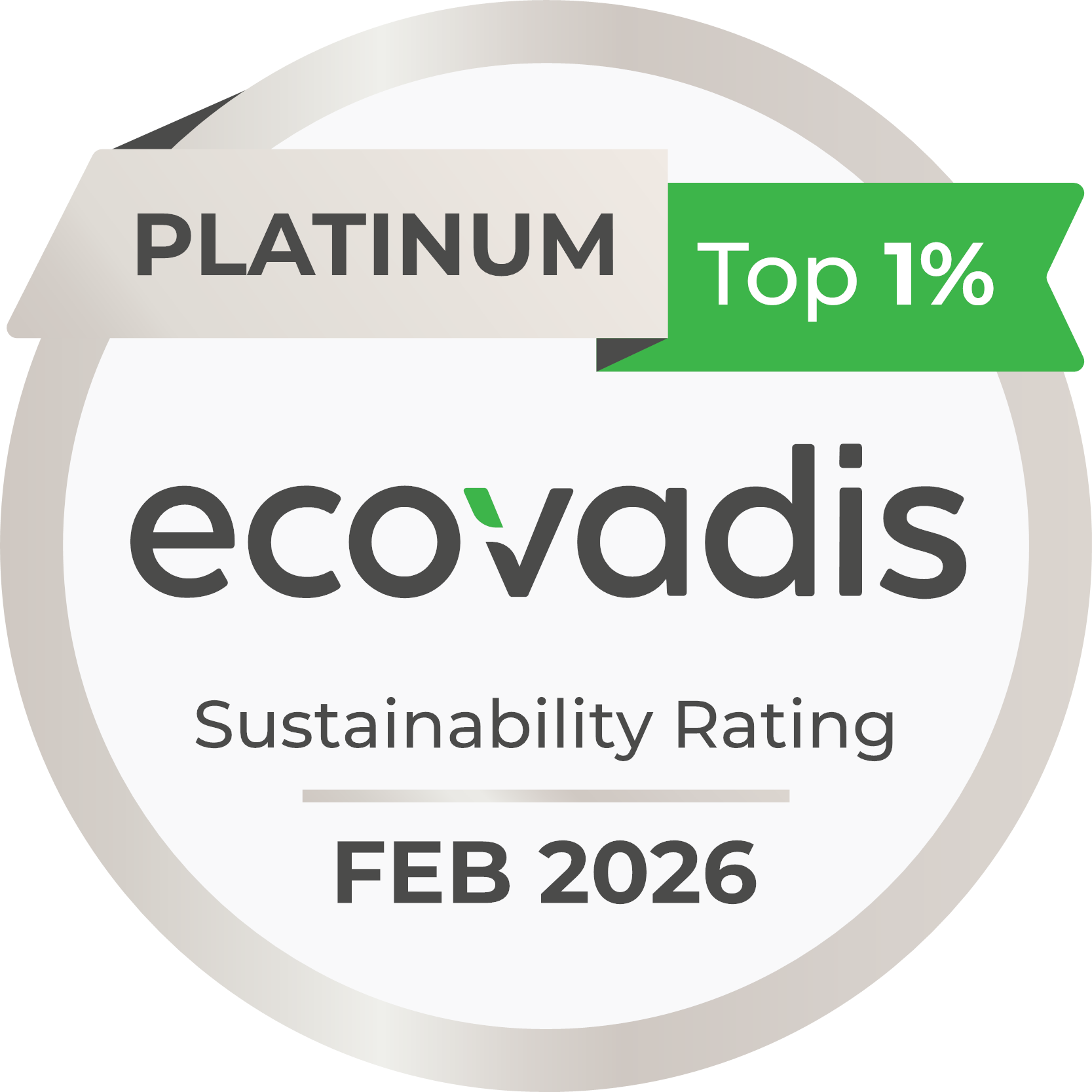 EcoVadis Platinum medaille voor 2026