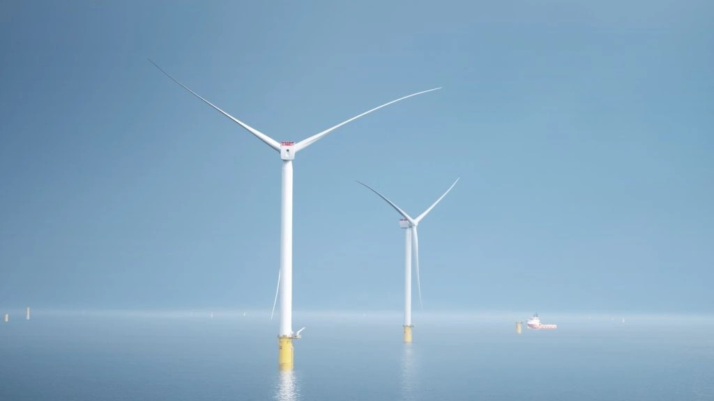 Luchtfoto van windpark Hollandse Kust