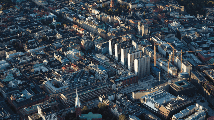 Luchtfoto van grote stad in Duitsland