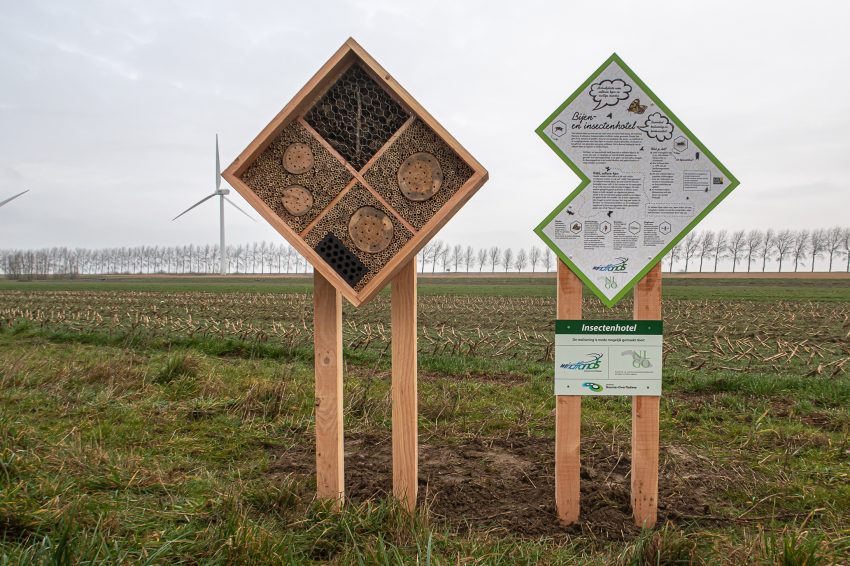 Dierenhotel met op de achtergrond energiepark Haringvliet Zuid