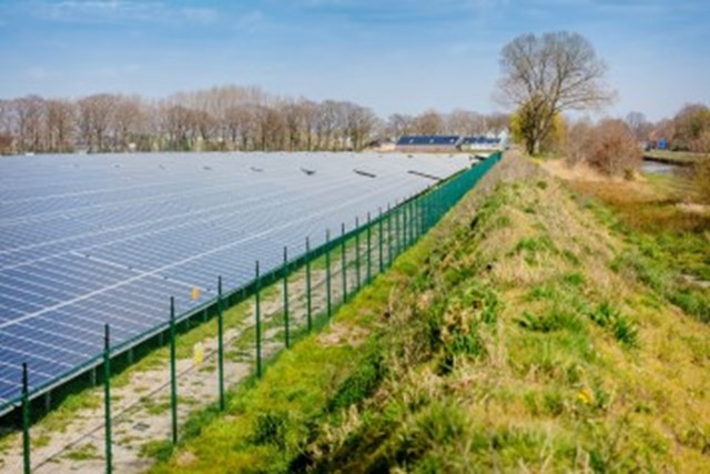 Foto van een zonnepark met groen er omheen ter illustratie van plannen voor het Zonnepark Hoofddorp A5