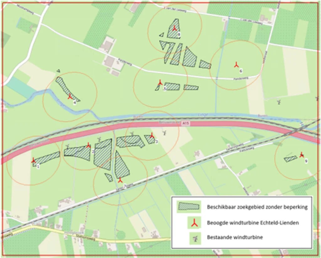 Voorlopige plattegrond windpark