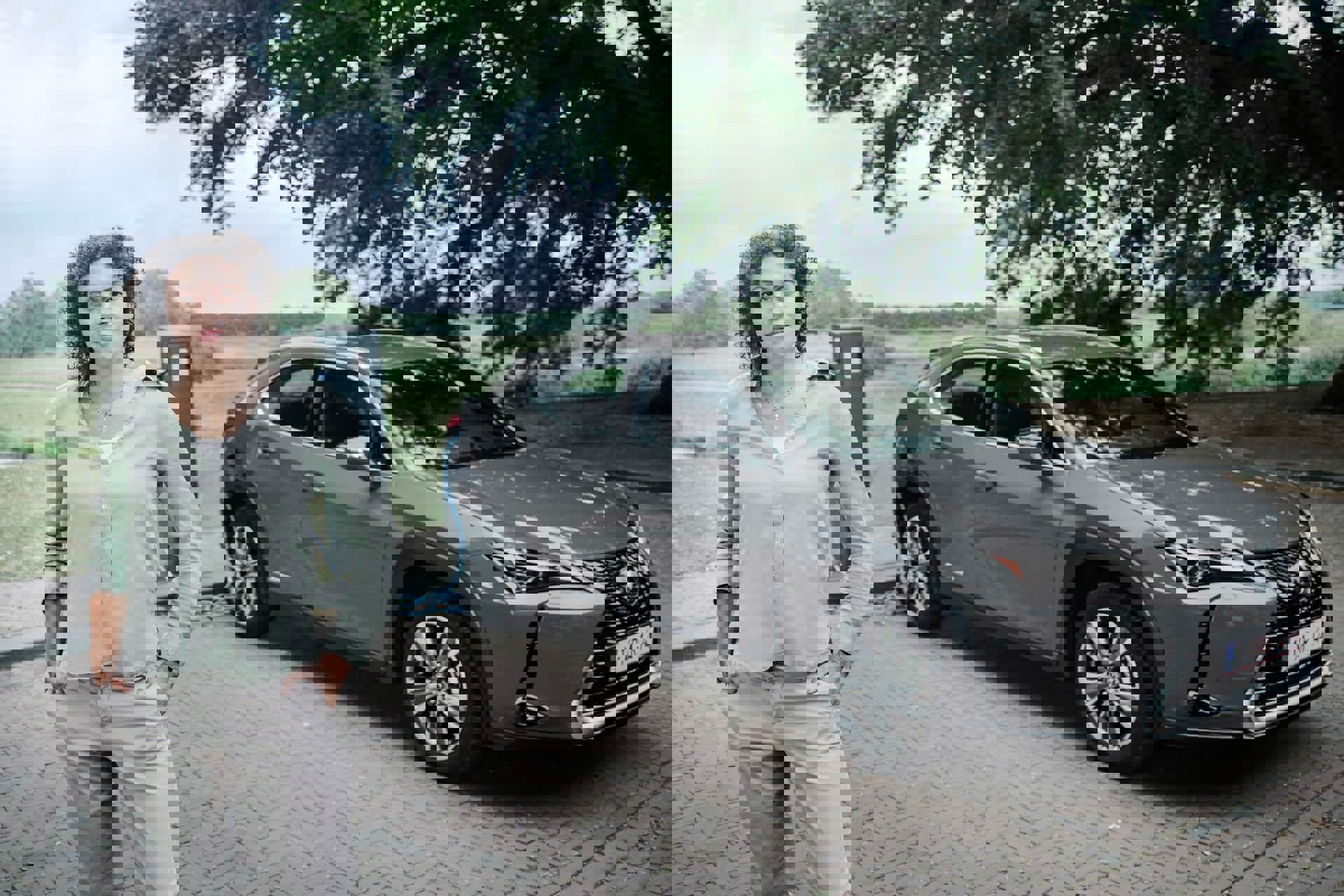 Vrouw bij haar elektrische auto die aan de oplader zit | Samenwerken met de industrie