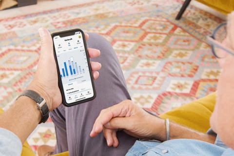 Mobiele telefoon met het energieverbruik en het prijsplafondlijntje