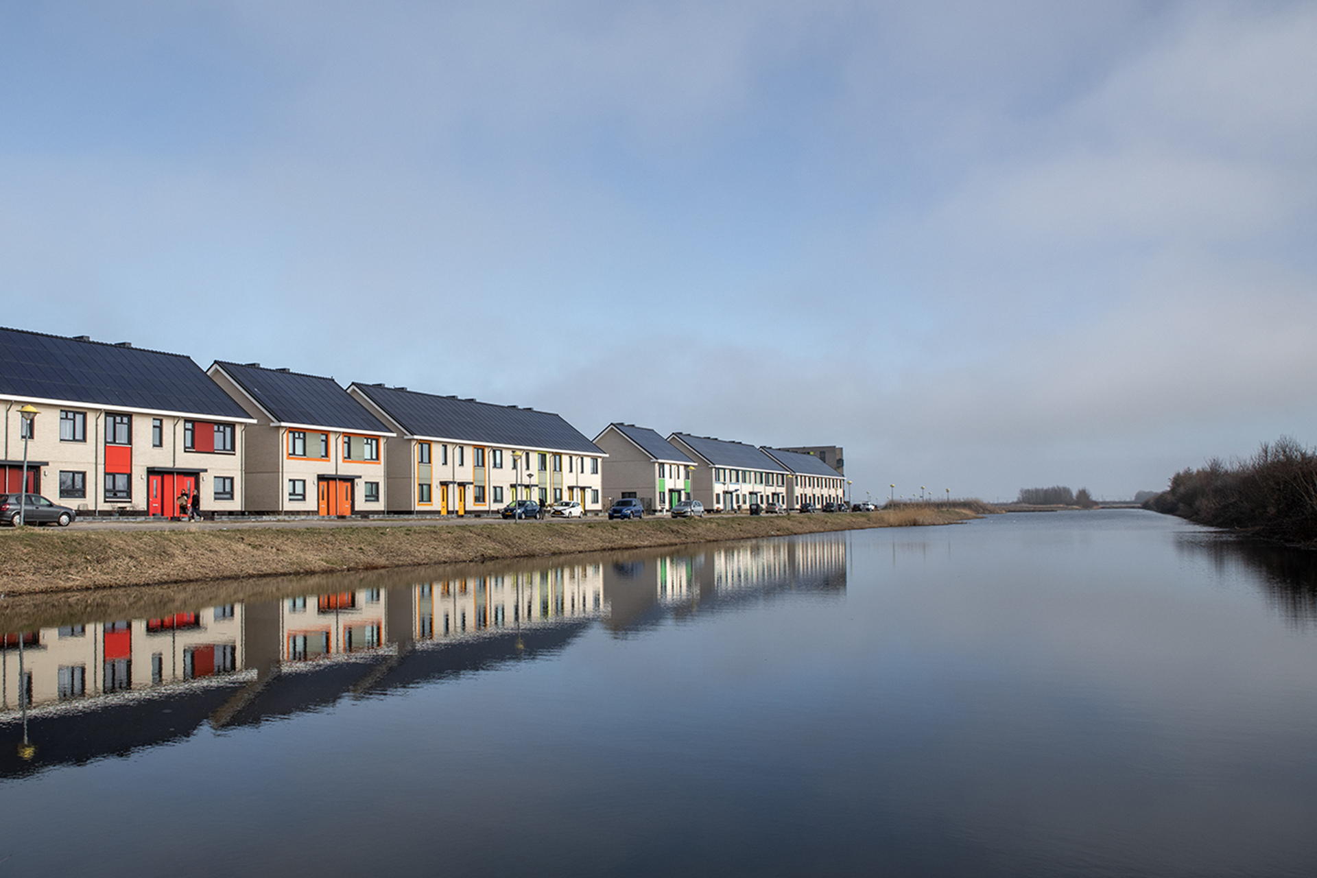 Wijk in Lelystad langs het water