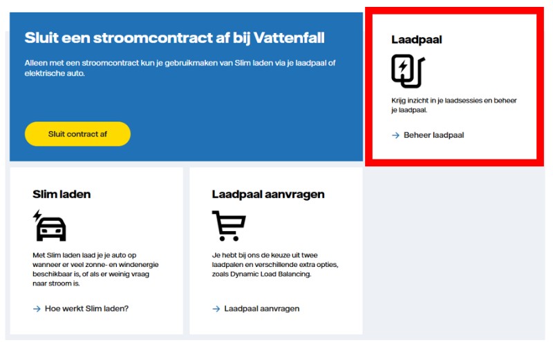 Laadpaal beheren in Mijn Vattenfall