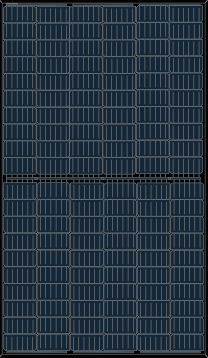 Zwart zonnepaneel met minimaal 390 Wp opbrengst