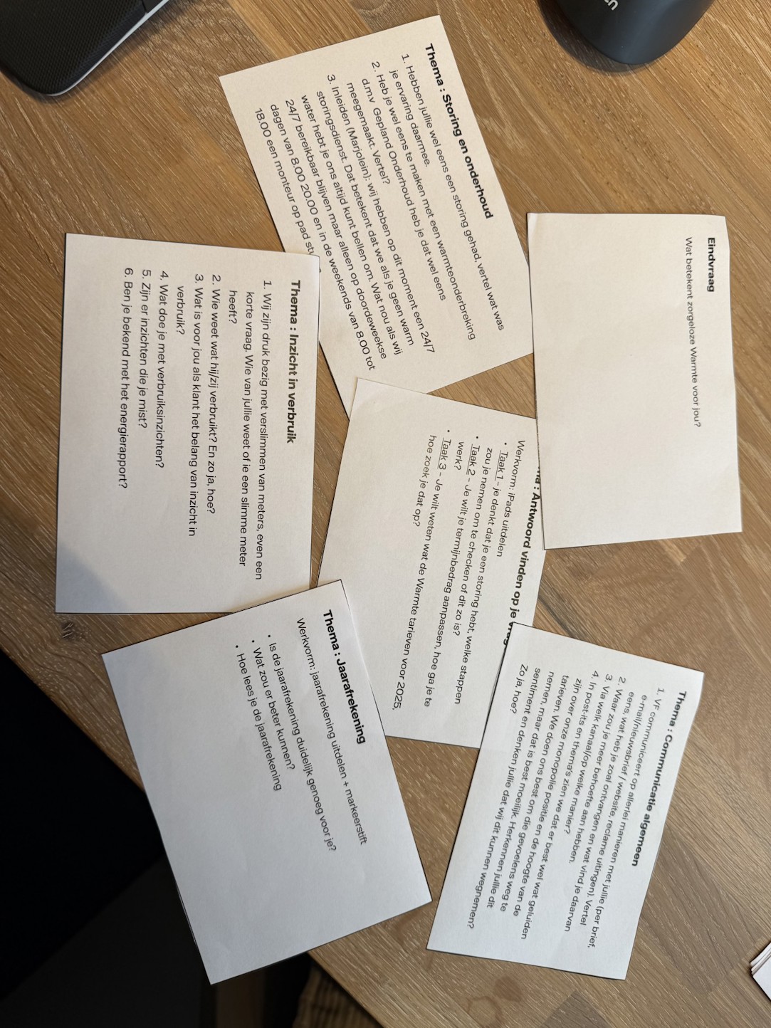 Thema's waarover we hebben gesproken op themakaartjes.