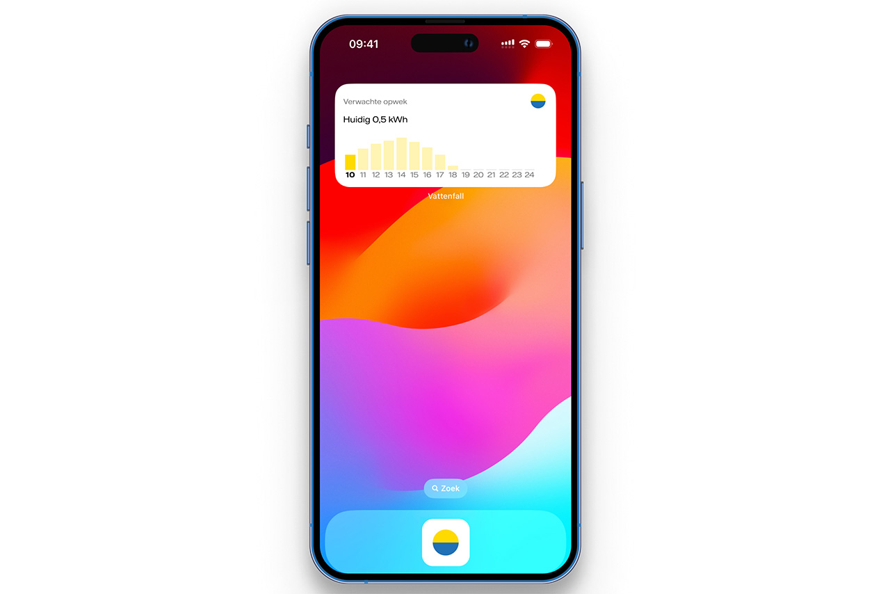 Telefoon met widget van verwachte opwek